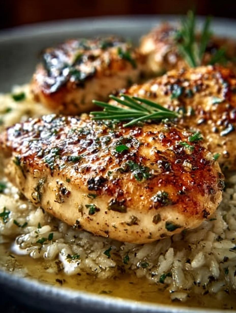 Irresistible Chicken with Garlic Parmesan served with creamy rice