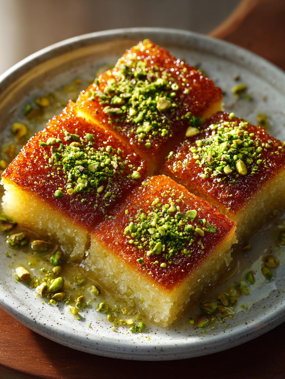 Coconut Basbousa with Pistachio
